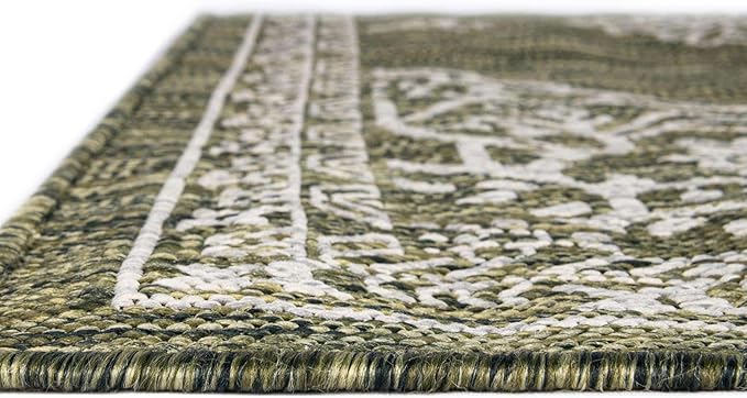 Unique Loom Outdoor Traditional Collection Area Rug - Antique (2' 7" x 10' Runner Green/Ivory)