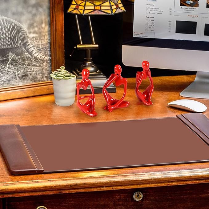 Thinker Statue Gold Decor Abstract Art Sculpture, Golden Resin Collectible Figurines for Home Living Room Office Shelf Decoration, Great Gifts Ideas (Red)