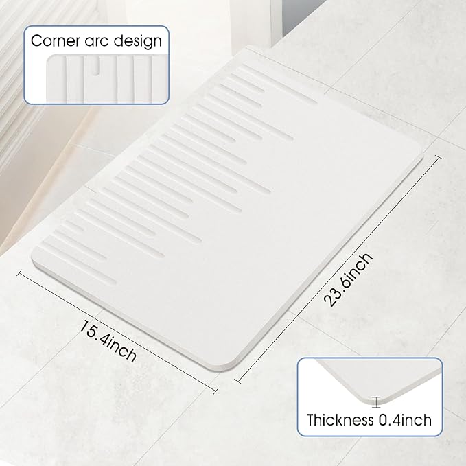 Stone Bath Mat Diatomaceous Earth Bath Mat Non-Slip Quick Drying Diatomite Stone Shower Mat Large Natural Easy to Clean