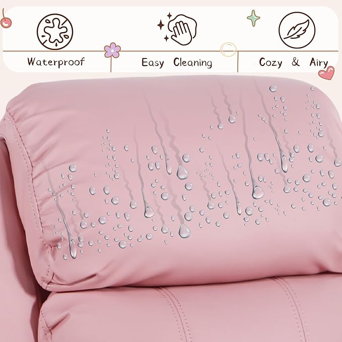 JC Home Macaron Kids Reclining Chair Leather Recliner Sofa Push Back Toddler Youth Children Child Ages 2-8