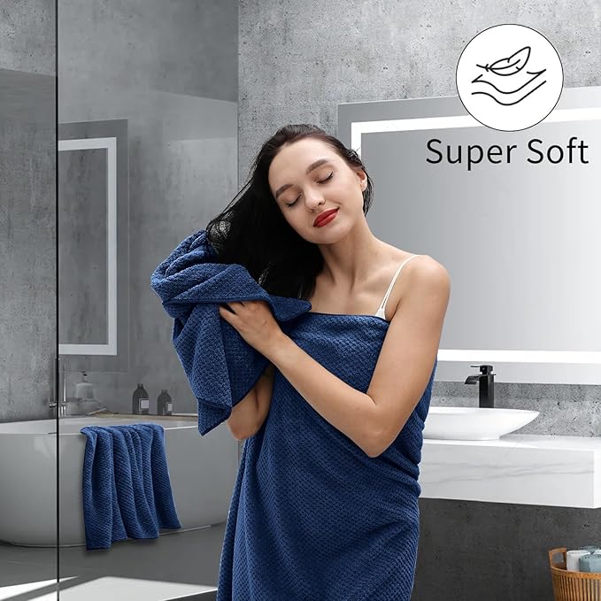 Hand Towels Set 2 Pack-16“x31”,Ultra Soft Microfibers Bathroom Towel Set Highly Absorbent Quick Dry Luxury Premium Towel Lightweight Durable Hand Towel Collection for Hotel Spa Gym Kitchen,Navy