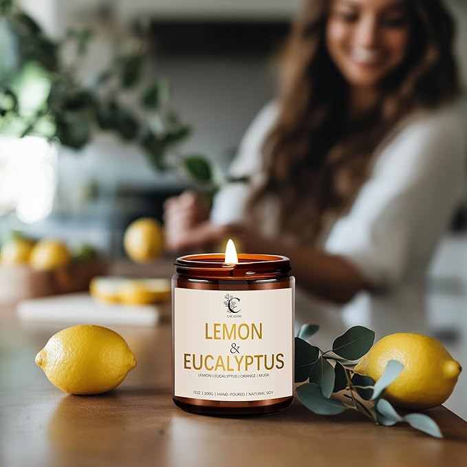 Scented Candles Gift Set, 4 Pack Birthday Candles for Home Scented, Aromatherapy Candles Set for Women Halloween Chirstmas Long Lasting Soy Wax Candles Non Toxic for Her, Rose/Lemon/Gardenia/Noir Oud