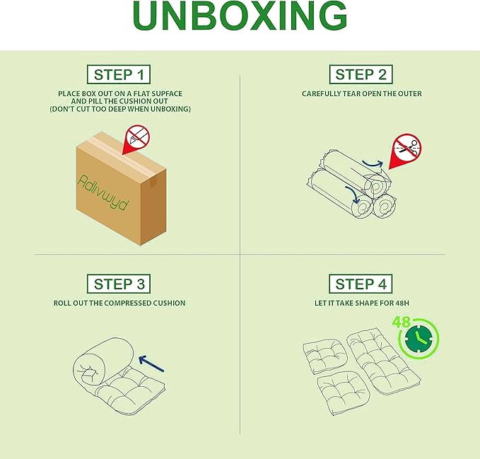 ADLIVWYD 3-Pieces Wicker Chair Cushion Set, 1 loveseat and 2 U-Shape, 44"x19" &19"x19" Tufted Outdoor Cushions for Indoor/Outdoor Patio Furniture, (Navy Blue)