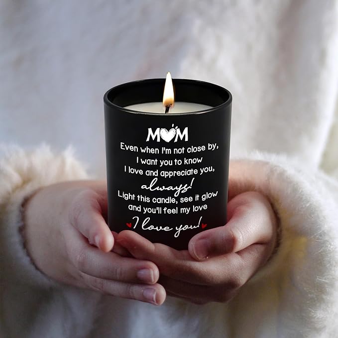 Gifts for Mom from Daughter Son - Long Lasting Vanilla Lavender Scented Candle 10 oz - Long Distance Christmas Birthday Gifts for Mom, Mother in Law, Mama, Grandma, Candle for Women