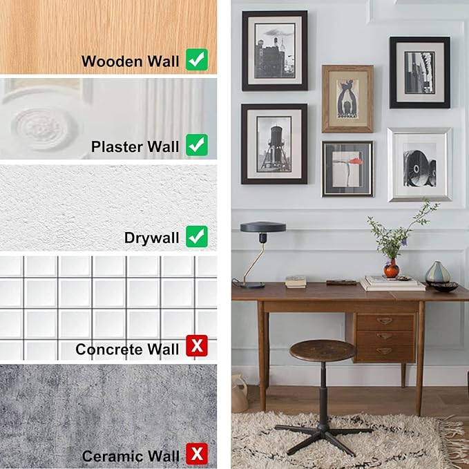 Picture Hangers, 160pcs Picture Hooks with Nails , 10-100lbs Picture Frame Hangers, Professional Picture Hanging kit on Wooden Wall / Drywall for Pictures, Canvas, Mirror, Holds 10-100 lbs(Silver)