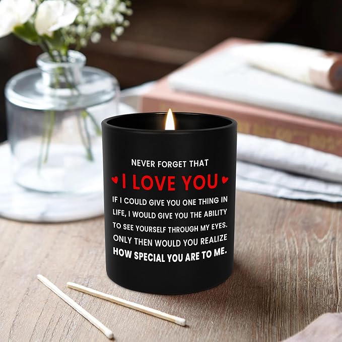 OASSIE Gifts for Her Him Women Men - I Love You Long Lasting Vanilla Lavender Scented Candle 10oz - Birthday Couple Gifts for Boyfriend Girlfriend Husband Wife