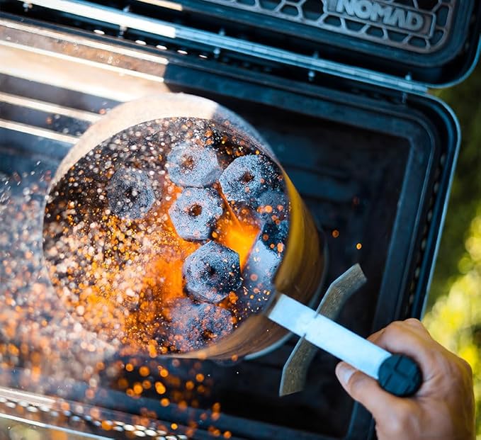 Nomad Fire 100% All-Natural Hardwood Charcoal | 10 LBS | Thai-Style Binchotan | Long Burning (4-6 hrs), High Heat, Low Ash, Low Smoke. Pro Charcoal for Nomad, Kettles, Kamados, Charcoal Smokers