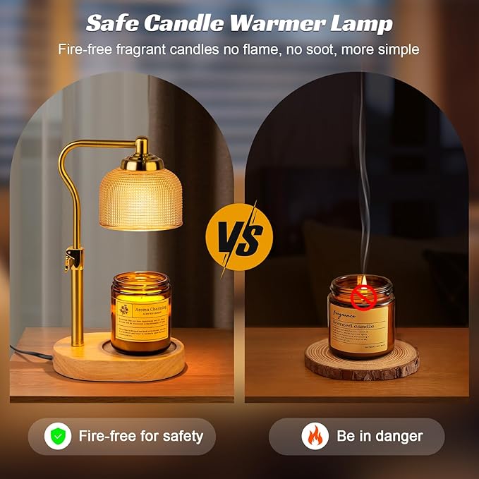 TantaScent Electric Candle Warmer Lamp in Vintage Birdcage Design with Timer – Scented Jar Candle Melter for Home Decor, Housewarming, Birthday, and Christmas (Includes 2 Bulbs) (Golden Round)