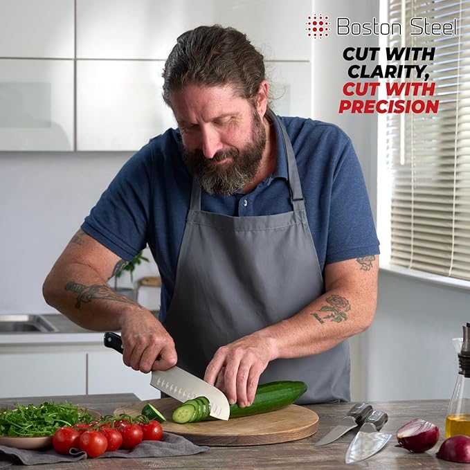Santoku Knife 7 Inch – Ultra Sharp High Carbon Stainless Steel Kitchen Knife with Comfortable Grip, Ergonomic Handle, Gifts for Women and Men, Premium Cooking Knife with Gift Box