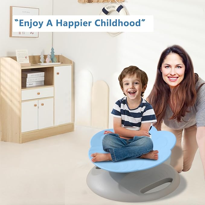 Swivel Chair for Kids, 360° Spinning Seat, Toddler Sit and Spin Chair, Sensory Balance Toys for Children, Autism Sensory Equipment ADHD Perfect for Home Classroom Therapy Centers (Blue)