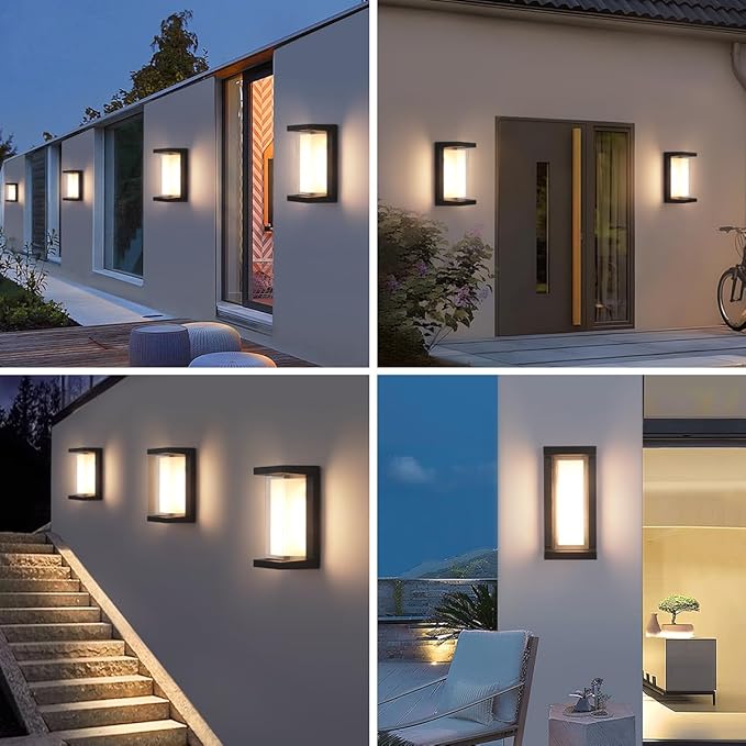 Wall Light Modern Outdoor Light Fixture 24W Outdoor Sconce Lights for House Black Aluminum Outdoor Lighting Waterproof for Porch,Patio,Garage 2100Lm