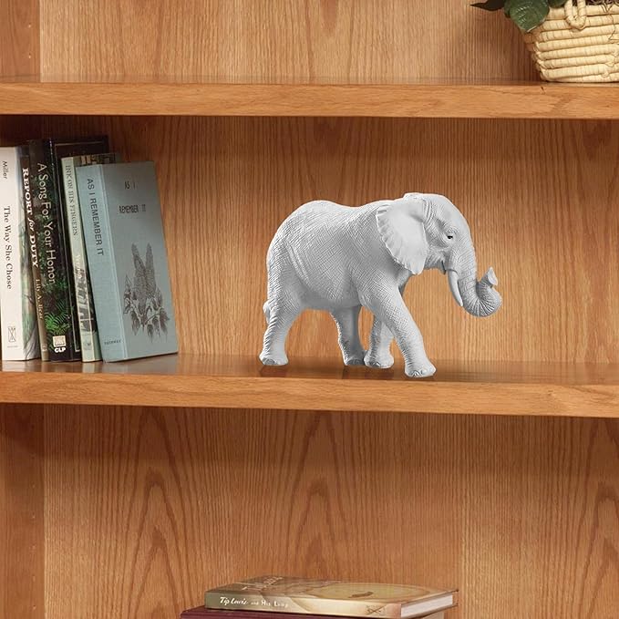 Thinker Statue Gold Decor Abstract Art Sculpture, Golden Resin Collectible Figurines for Home Living Room Office Shelf Decoration,Great Gift Ideas (Elephant-White)