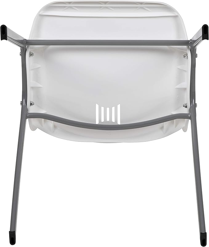 EMMA + OLIVER White Ergonomic Shell Student Stack Chair - Classroom Chair / Office Guest Chair