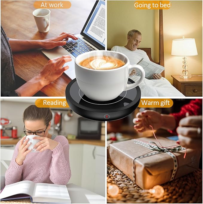 Coffee Mug Warmer, Fastest Heating Temperature, KRGMNHR Coffee Cup Warmer for Desk Auto Shut Off, 3-Temp Settings, Candle Wax Warmer Heating Plate for Coffee, Milk, Tea (Up to 180° F/80 °C), Black