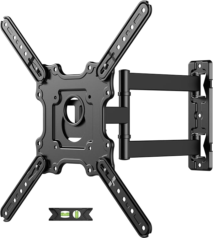 USX MOUNT Full Motion TV Wall Mount for 26-60 inch up to 77 lbs, Single Stud Corner TV Mount Bracket with Swivel Tilt Articulating, Monitor Wall Bracket Fit Max VESA 400x400mm