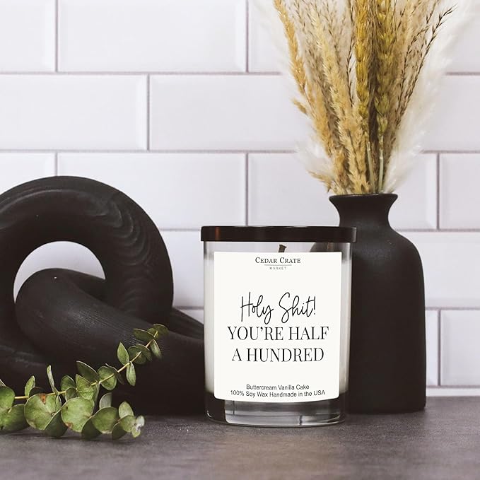 50th Birthday Gifts for Women - Best Ideas, Buttercream Vanilla Scented, 100% Soy Candle for Women, Friends, Wife, Sister, Mom, Grandma, Handmade Aromatherapy Candles Decoration
