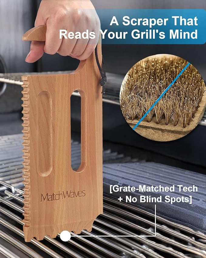 Wooden Grill Scraper, Grill Grate Cleaner for Traeger Grills - Safe Bristle-Free Grill Cleaning Tool