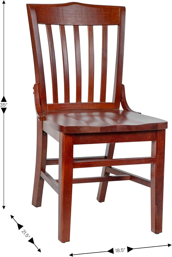 EMMA + OLIVER School House Back Mahogany Wood Chair