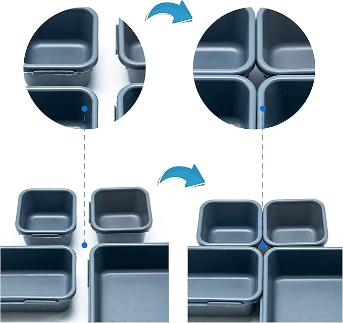 BYCY 18 Pcs Drawer Organizers Trays Set for Office Bathroom Dresser Interlocking Dividers Storage Bins Pack (18 Pieces Set)