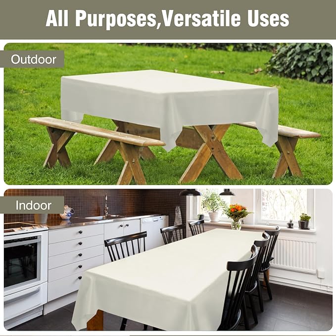 Craft And Party Ivory Plastic Table Cover Roll, 40Inch X 300Feet Disposable Plastic Tablecloth, Banquet Rectangle Tablecover Roll