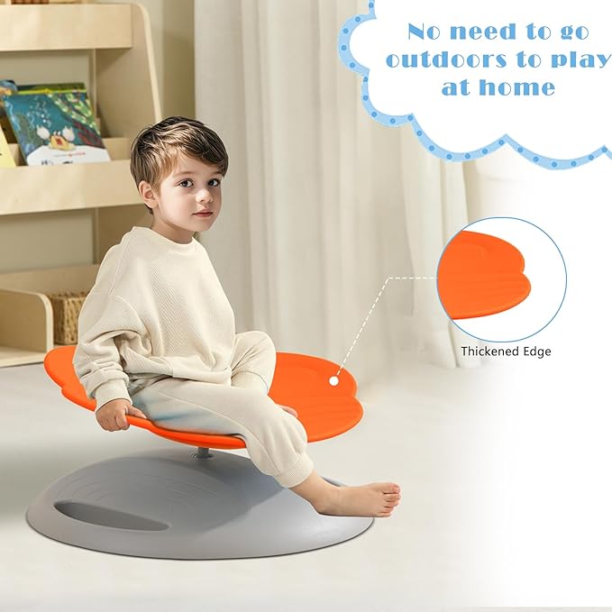 Swivel Chair for Kids, 360° Spinning Seat, Toddler Sit and Spin Chair, Sensory Balance Toys for Children, Autism Sensory Equipment ADHD Perfect for Home Classroom Therapy Centers (Orange)