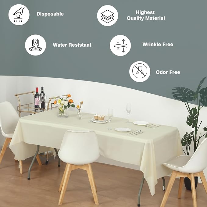 Craft And Party, Ivory Plastic Table Cover Roll - 40in X 100 feet Heavy Duty Plastic Banquet Table Cover Roll. (Ivory)