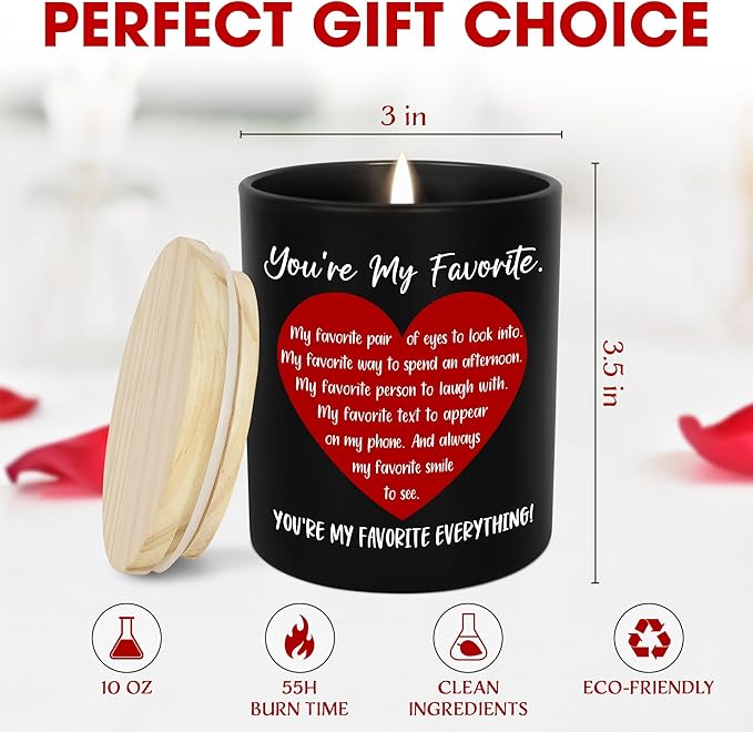 OASSIE Gifts for Boyfriend Girlfriend - You're My Favorite Long Lasting Vanilla Lavender Candle 10 oz - Wedding Anniversary Couple Candle, Romantic Love Birthday Gifts for Him Her Husband Wife