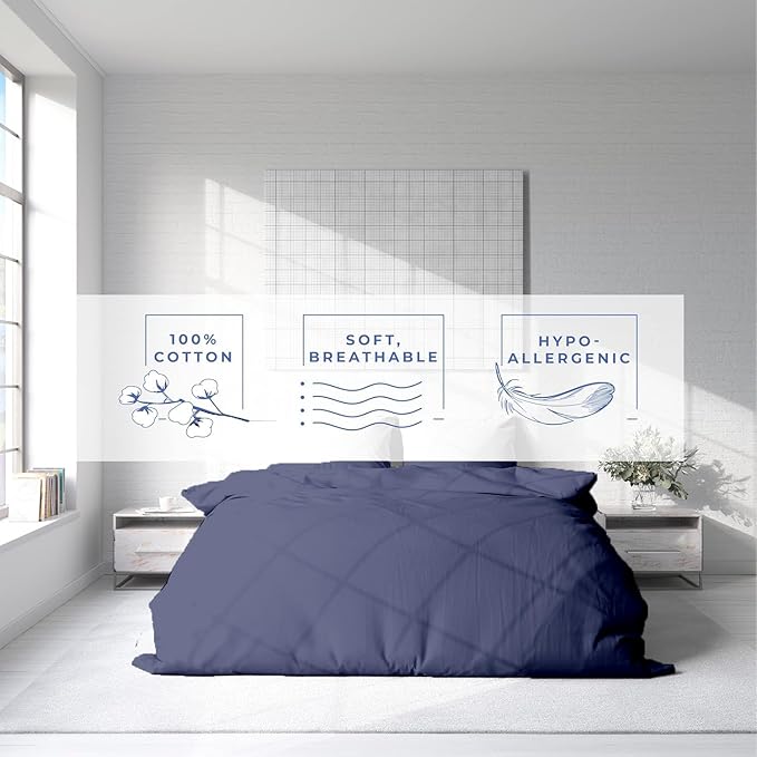 Kotton Culture 3 Pc Twin Size Duvet Cover Set- 100% Egyptian Cotton Sateen 600 TC Ultra Soft Premium Durable Comforter Cover Zipper Closure & Corner Ties (Mediterranean Blue, Twin/Twin XL 68" X 90")