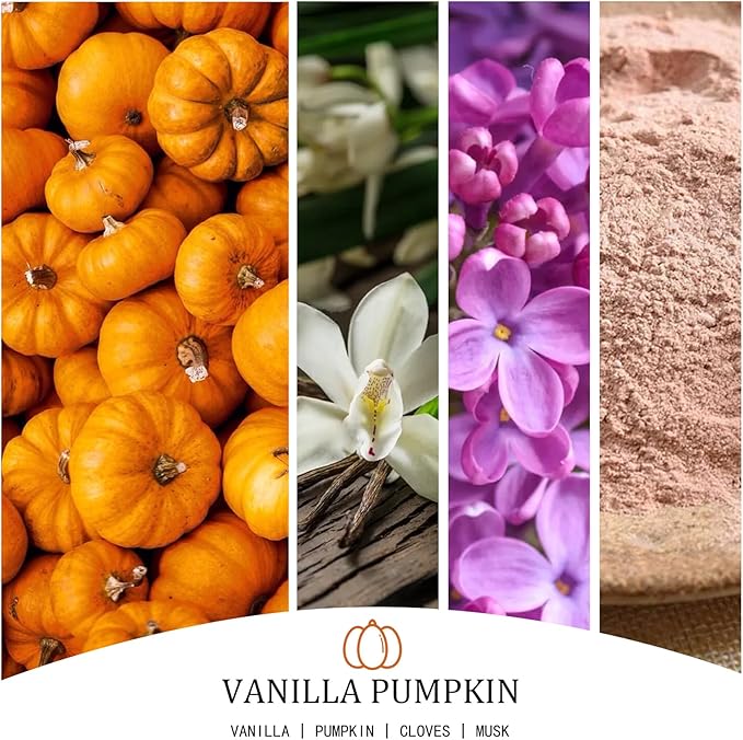Vanilla Pumpkin Candle, Fall Scented Candle, Large 30oz Natural Soy Candles, 4-Wick 80 Hour Burn Time, Autumn Fragrance Candles Gifts for Home Decor