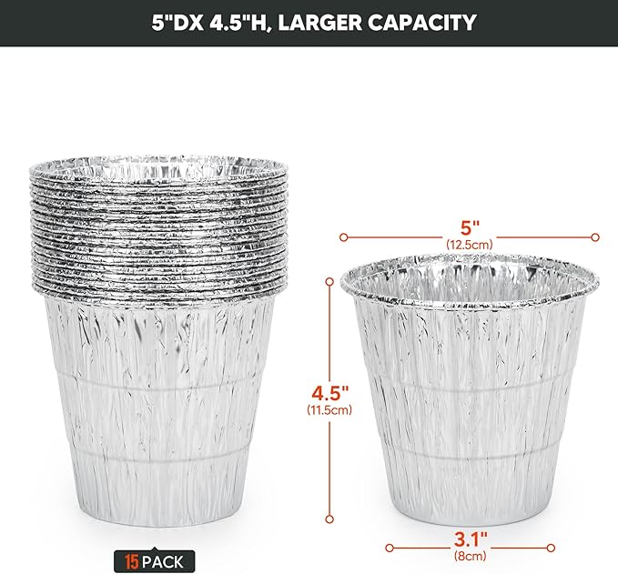 Stanbroil 15-Pack BAC407 Grease Bucket Liner for Traeger Pro Series 22/34, 575/780 Series, Ironwood 650/885, Grill Accessories for Traeger Bucket, 4.9" x 4.5"