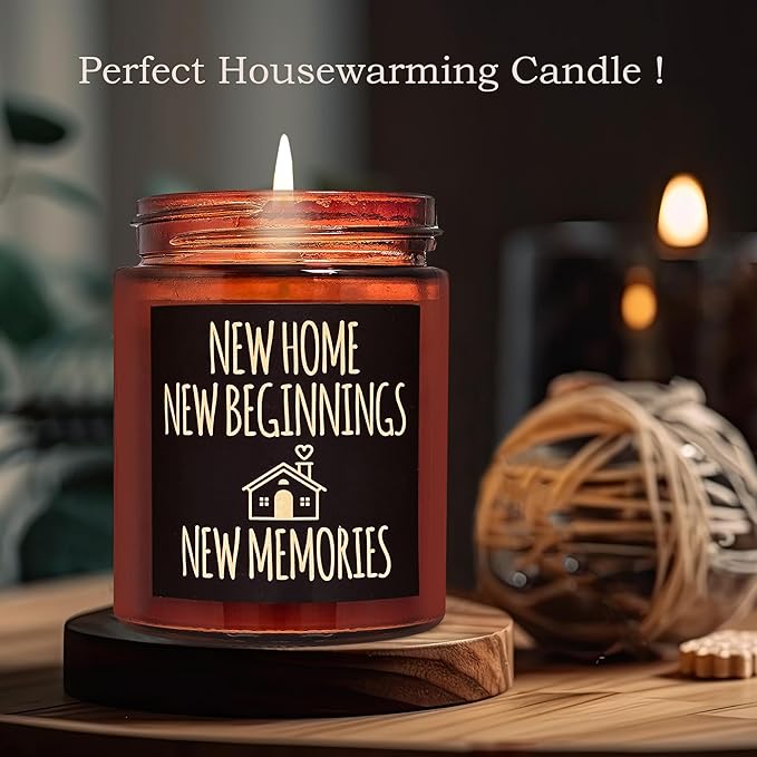 New Home New Beginnings Candle - Housewarming Gifts for Women Men Friends - Hawaii Pineapple Soy Wax Jar Candle - Congratulations New Homeowner, First Apartment - Welcome & Moving Away Gift