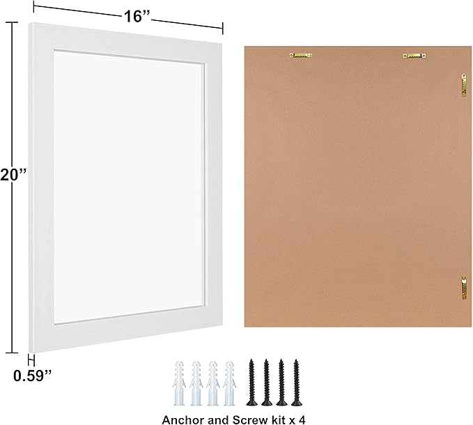 Ruomeng Rectangular Wall Mirror 16" x 20" for Bathroom, Bedroom, Entryway, Living Room, White