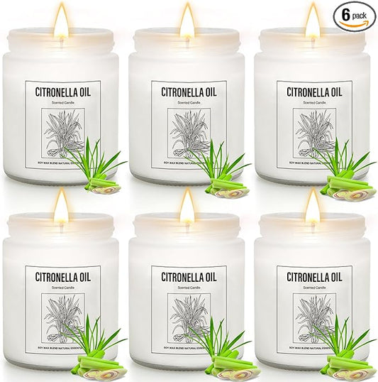 6 Pack Citronella Candles Outdoor, 42Oz Citronella Candles with Citronellas Oil and Soy Wax, Summer Gifts for Indoor Outdoor, 300 Hours Burn Citronellas Candle for Outside Patio Camping BBQ