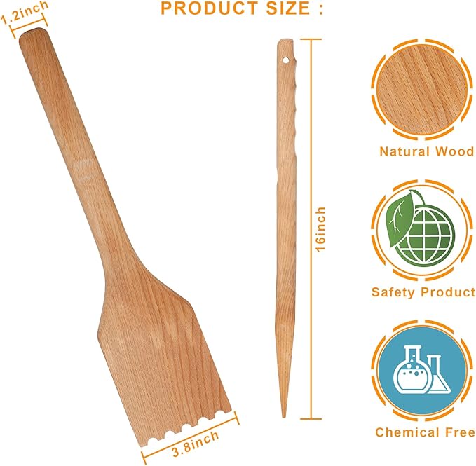 Wood Grill Scraper, Grill Scraper for Outdoor Grill, Wooden Grill Scraper with Long Handle, Grill Brush Barbecue Cleaning Tools for Grill Grates, Outdoor BBQ