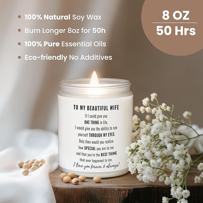 Gifts for Wife, Anniversary, Birthday Day Gifts for Wife from Husband, Mother's Day, Romantic Valentine's Gift, Just BecauseGifts for Her, Christmas, to My Wife Scented Candle