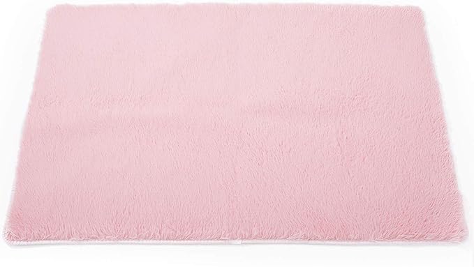 TTLOJ Rectangle Rug for Play Tent, Decorative Area Rug, Fluffy Soft Mat Pad for Kids' Playhouse, Nursery, Children's Room Decor, Dormitory Velvet 50.5" Lx38.5" W Pink