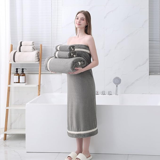 Extra Large Bath Sheets 40x80 Inches,Luxury Bath Towel,Super Soft & Absorbent,Oversized Microfiber Shower Towels for Bathroom,Yoga,SPA,Pool(Dark Grey 2Piece)