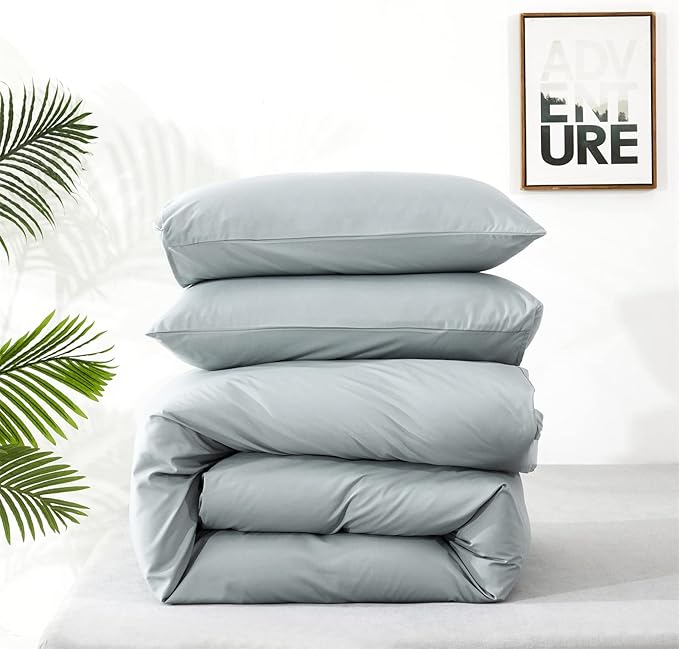 Light Blue Comforter Full Set – Fog Blue Comforter Cloud-Like Comfort Lightweight & Breathable 3-Piece Bedding Set Size Wrinkle-Resistant & Machine Washable
