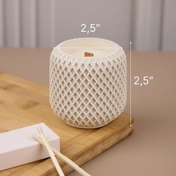 Scented Candles - Luxury Concrete Jar Candle for Home Scented, Soy Wax Candle - Relaxation Gift for Women, Premium Room Décor, Non-Toxic, Great Idea for Gifts (White Dune)