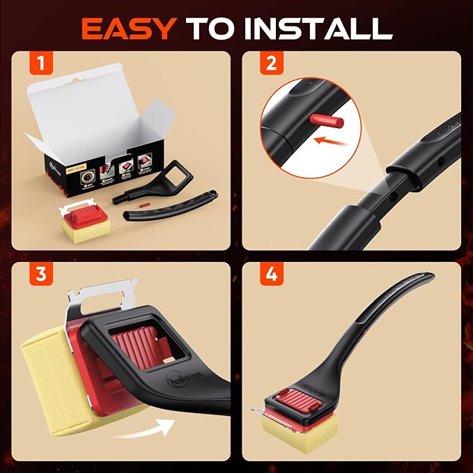 Grill Brush Bristle-Free Steam Cleaning, BBQ Brush Replaceable Heat-Resistant Kevlar Head with Grill Scraper Safe Barbecue Grill Cleaner