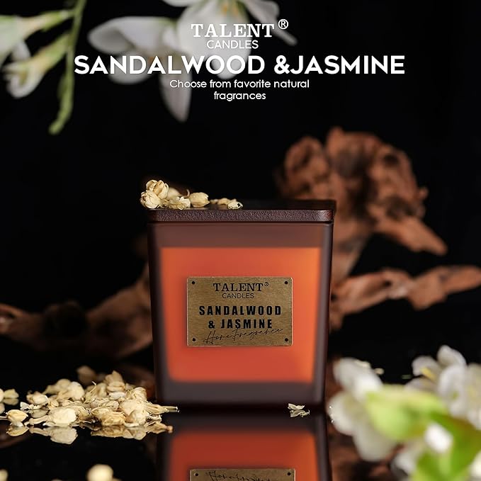 Scented Soy Candles, Deluxe Noble Aromatherapy Candles, Sandalwood & Jasmine, Candles for Home Scented, 7.05oz