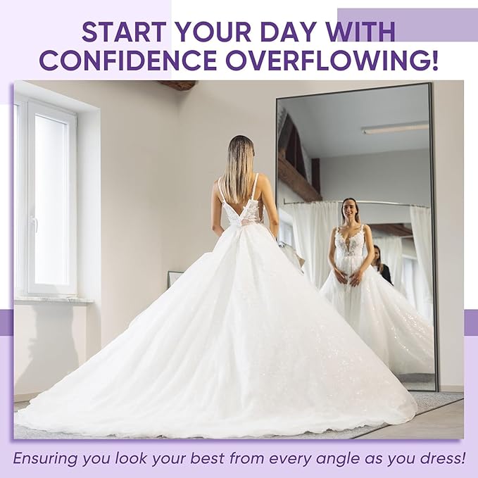 Full Length Mirror, 86"x46" Oversized Floor Mirror Freestanding, Full Body Mirror Floor Standing Mirrors with Stand, Hanging Mounted Mirrors for Bedroom Living Room, Black, Rect Style