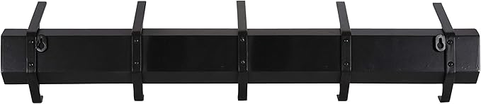 Kate and Laurel Rossmore Farmhouse 5-Hook Wall Hanging Coat Rack, Black, Modern Hanging Rack for Coats, Bags, Or Pots and Pans