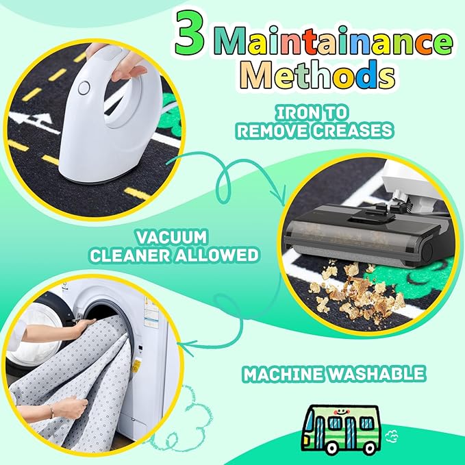 Kids Rug, Road Carpet for Kids with Combined City Road Traffic System, Car Rug and Airport Play Mat, 6x9 Ft Children’s Play Rugs for Playroom, Children’s City Traffic Map Fun Car Mat,Non-Slip