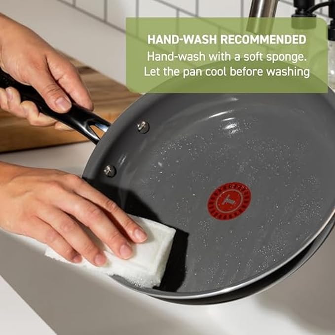 T-Fal Preserve Ceramic Non stick Frying Pan Skillet 12-inch, Oven Broiler Safe up to 350ยฐF, Cookware, InoCeram Glide Technology, Frying Pan, Skillet Pots & Pans, Black