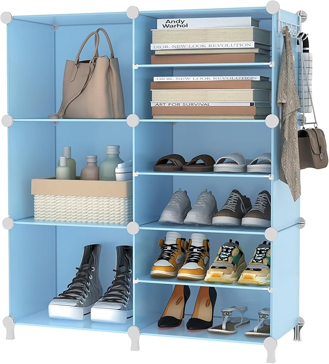 AWTATOS Closet Organizer 6 Cube Storage Shelves Portable Closet Clothes Organizers and Storage Stackable Cubby Shelving for Closet Bedroom Living Room Blue
