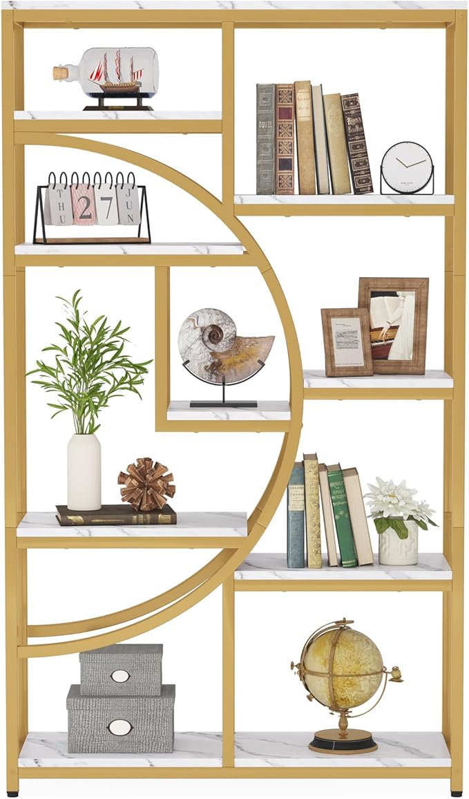 Tribesigns Bookshelf Industrial 5 Tier Etagere Bookcase, Freestanding Tall Bookshelves Display Shelf Storage Organizer with 9-Open Storage Shelf for Living Room, Bedroom