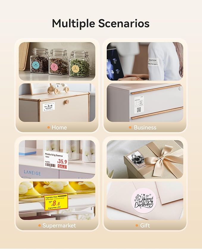 NIIMBOT Sticker Printer, B21 Pro Portabel Sticker Maker, Bluetooth Label Maker, 300DPI HD Label Printer for Photos, Notes, Study Graphics, Memo Maker,50x30mm Label,230Pcs(White)