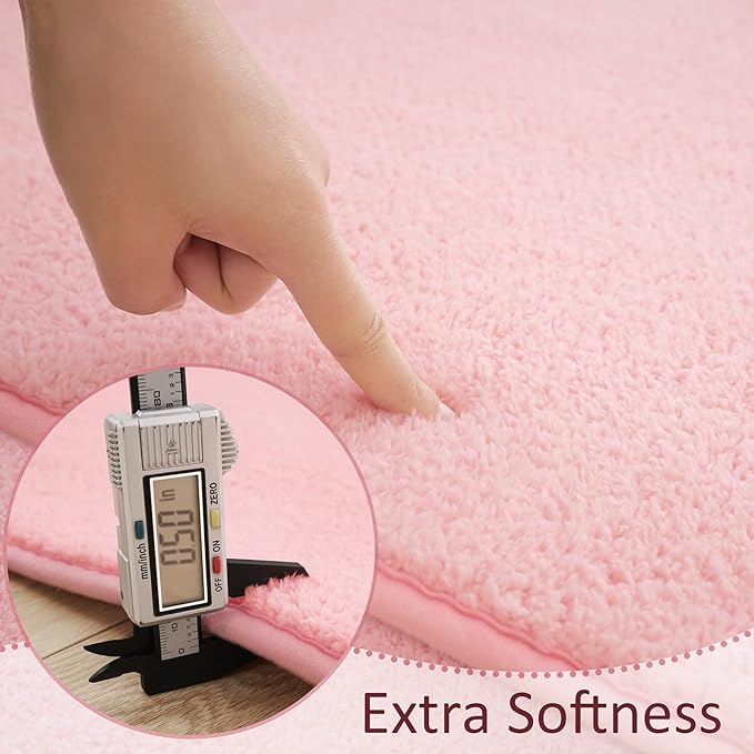 Soft Rugs for Living Room 5x7 Pink, Minimalist Area Rug for Bedroom Nursery Dining Table Dorm, Throw Rugs for Girls Kids Room Indoor Floor Carpets