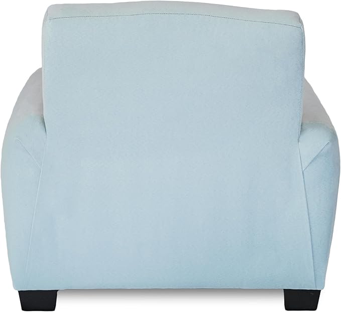 Toddler Personalized Chair, Kids Upholstered Rocking Chair with Personalization, Toddler Armchair with Personalized Name, Comfy Child Armchair, (Light Blue Suede, Legs)